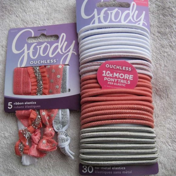 5 Goody Ribbon Elastics Shiny Pink White Spring - Picture 3 of 14